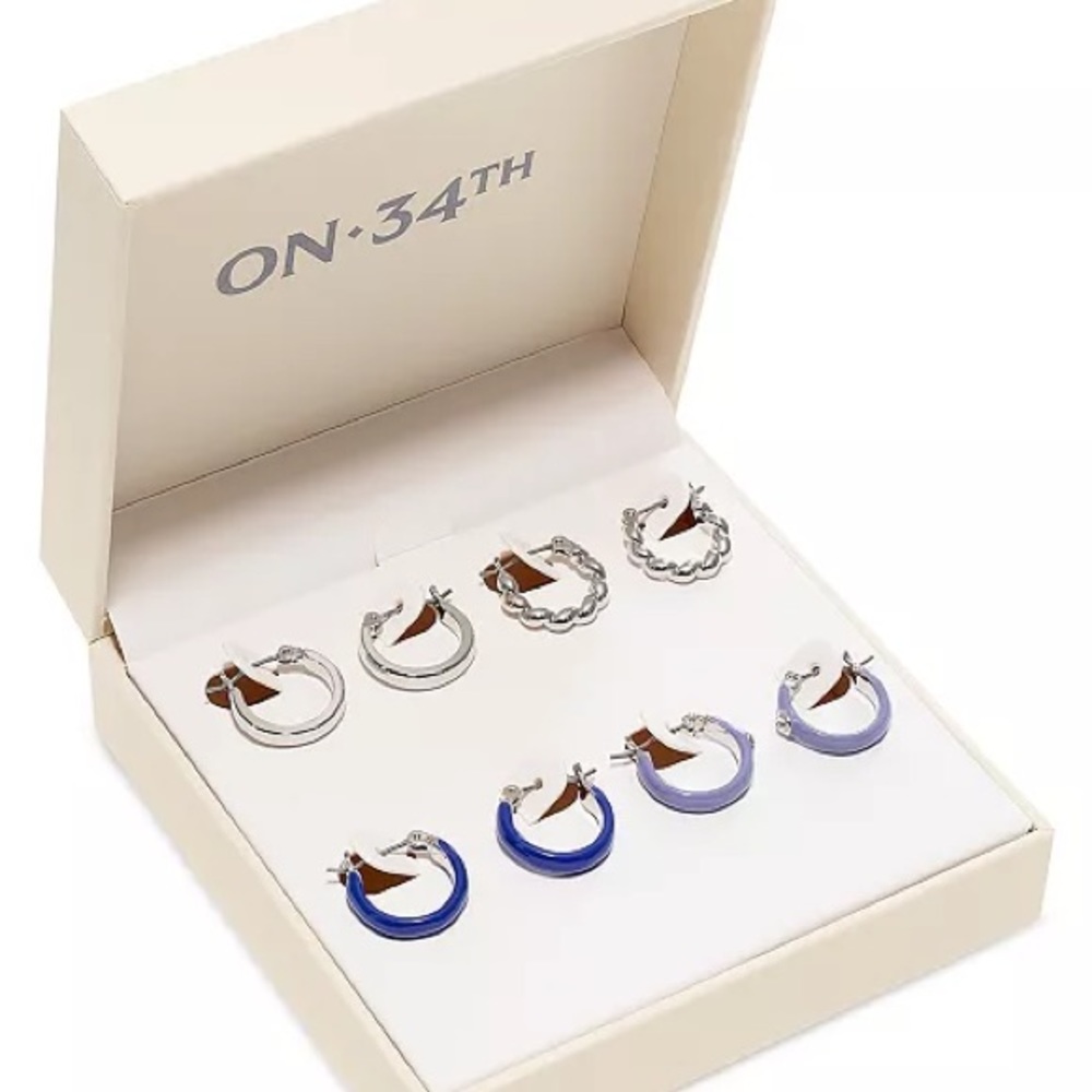 4-Pc. Set Small Pavé & Color Mixed Style Hoop Earrings, 0.6"